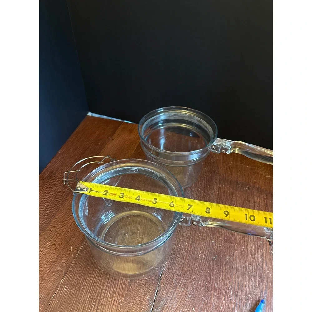 Pyrex Flameware Glass Double Boiler 1.5 Quart 6283 L Clear Cookware Set USA
